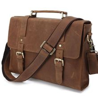 "San Fran" Men's Full Grain Leather Compact Messenger Bag - Med. Brown - ModernM