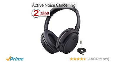 Amazon.com: Avantree Active Noise Cancelling Bluetooth 4.1 Headphones with Mic,