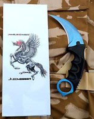 HIMMELSSCHMIEDE Counter Karambit BLUE STEEL GO Skin Knife CS Strike Messer | eB