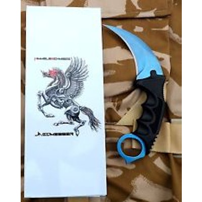 HIMMELSSCHMIEDE Counter Karambit BLUE STEEL GO Skin Knife CS Strike Messer | eB