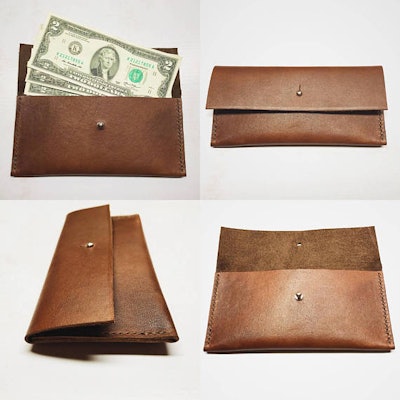 Leather Cash Envelope w/Brass Stud