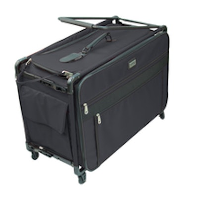 Top-Side-opening easy access, stable 4-wheel base, two inside straps to secure y