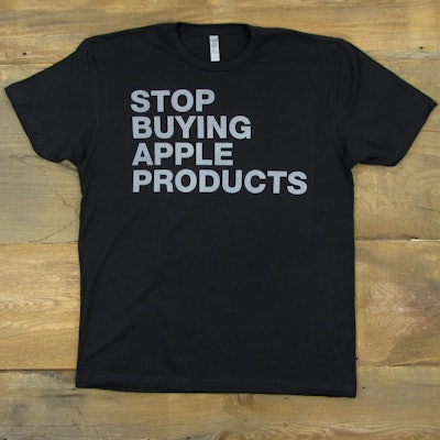 Stop Buying Apple Products | Men's Black T-Shirt — Epic Pants