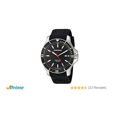 Amazon.com: Wenger Men's 'Seaforce' Swiss Quartz Stainless Steel and Silicone Ca