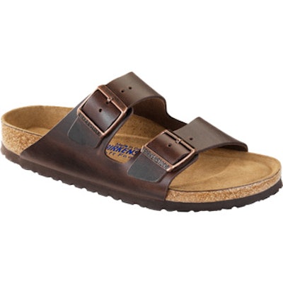 Shop Arizona Soft Footbed Brown Amalfi Leather  Sandals
