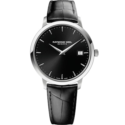 Men's Black Leather Strap Black Dial Watch - Toccata | Raymond Weil