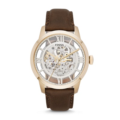 Townsman Automatic Brown Leather Watch - Fossil