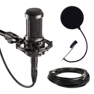 Audio-Technica AT2035 Bundle with Shock Mount, Pop Filter, and XLR Cable 