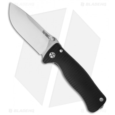 LionSteel SR2 Black Aluminum Folding Knife (3.125" Satin Plain)