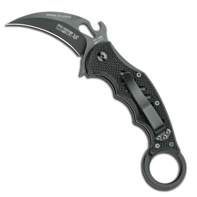 the ultimate knife fox 599 black g10 karambit knife