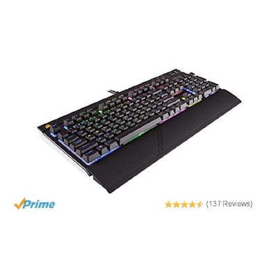  Corsair Gaming STRAFE RGB Mechanical Gaming Keyboard, Backlit Multic