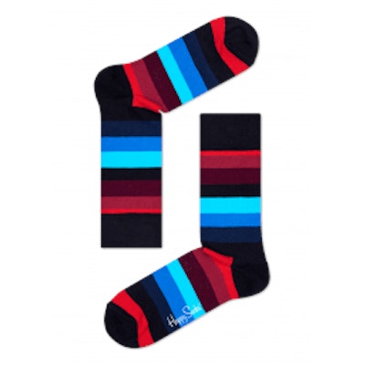 Black Multicolor Crew Sock: Stripe style | Happy SocksLogoGoogle PlusInstagramYo