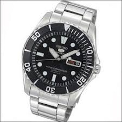 Seiko 5 Black Dial Stainless Steel Automatic Mens Watch SNZF17