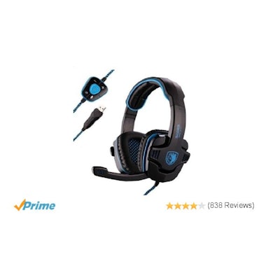 Amazon.com: Sades Stereo 7.1 Surround Pro USB Gaming Headset with Mic Headband H