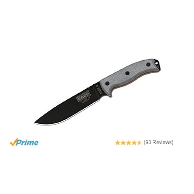 Amazon.com : ESEE 6P-B Plain Edge Fixed Blade Survival Knife with Grey Micarta H