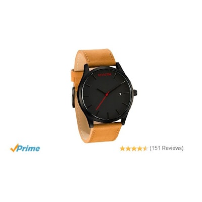 Amazon.com: MVMT Watches Black Face with Tan Leather Strap Men's Watch: Mvmt: Wa