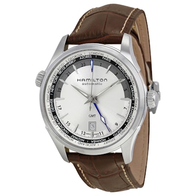 Hamilton Jazzmaster GMT Silver Dial Brown Leather Men's Watch H32605551 - Jazzma