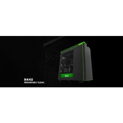 H440 Black + Green PC Case - Windowed Mid Tower Gaming Case - NZXT