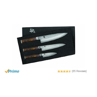 Amazon.com: Shun TDMS0300 Premier Knife Starter Set, 3-Piece: Boxed Knife Sets: 