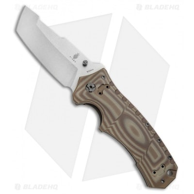 Kizer Glenn Klecker Tanto Liner Lock Knife Brown G-10 (3.75" Stonewash)  Ki4436 