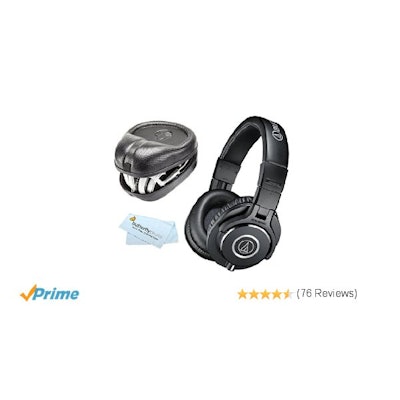 Amazon.com: Audio-Technica ATH-M40x Professional Studio Monitor Headphones + Sla