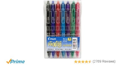 Amazon.com: Pilot FriXion Clicker Retractable Erasable Gel Pens, Fine Point, Ass