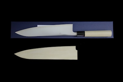 Ikazuchi 240mm Stainless Clad Blue Super Wa-Gyuto - Japanese Knife Imports