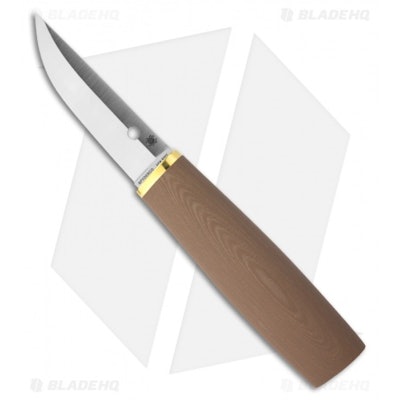 Spyderco Puukko Knife Brown G-10 Fixed Blade (3.3" Satin)