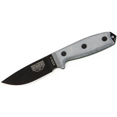 ESEE Knives ESEE-3P-B Plain Edge, Black Sheath, Clip Plate, Paracord  - KnifeCen