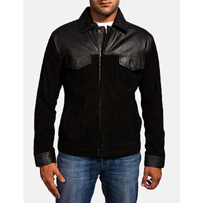 Mens Fusion Black Suede Leather Jacket