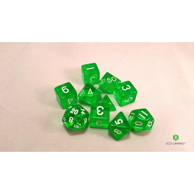 Eco-Gaming™ Recycled Plastic 10 Die Set Emerald - Turn One Gaming Supplies