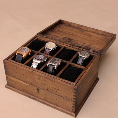 Personalized Rustic Men's Watch Box for 8 by OurWeddingInvites