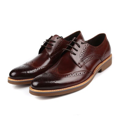Men's Burgundy Chic Polished Leather Wingtip Brogues