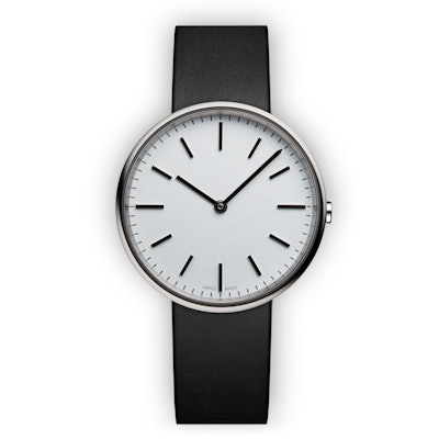 UNIFORM WARES M37 Two-hand Watch in Polished Steel with Black Nappa Leather Stra