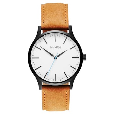 
      The 40 - White Black/Tan Leather – MVMT Watches
    