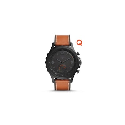Fossil Q Nate Dark Brown Leather Hybrid Smartwatch - Fossil