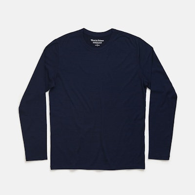 Wool&Prince | Merino Wool Long Sleeve Crew Neck T-Shirt | Navy