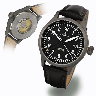 STEINHART Nav.B-Uhr 44 Dual Time Titanium |Fliegeruhr - Steinhartwatches