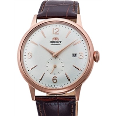 Orient Bambino Small Seconds Automatic Watch with White Dial and Rose Goldtone C