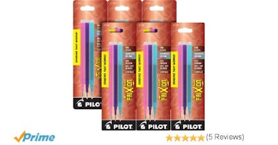 18 Refills (6x3) for Pilot Frixion Pens (Pink, Light Blue, Purple)