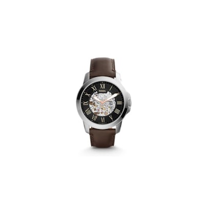 Grant Automatic Dark Brown Leather Watch - Fossil