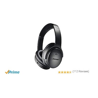Bose 789564-0010 QuietComfort 35 Wireless Headphones, Noise Cancelling, Black (S