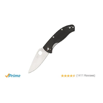 Amazon.com : Spyderco Tenacious Plain Edge Folding Knife, Black/Silver : Hunting