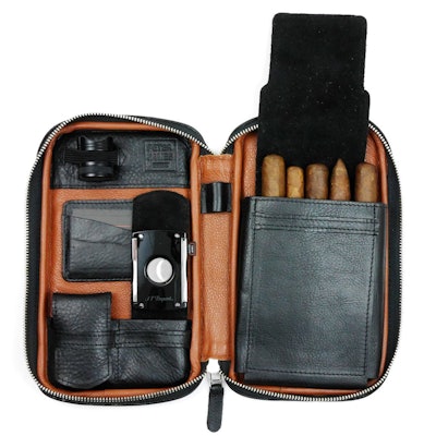 Black Leather Cigar Case - Peter James Leather Co.