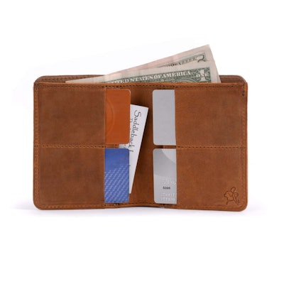 Large Leather Bifold Wallet, Real Full-Grain Leather