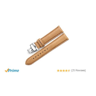 Amazon.com: iStrap 18mm Genuine Calf Leather Watch Band Padded Strap Steel Deplo