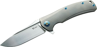 Reate Knives Horizon-D Folding 3.75" M390 Satin Plain Blade, Milled Titanium Han