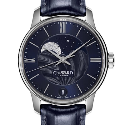 C9 moonphase - 40mm, Black Leather Strap by Chr. Ward