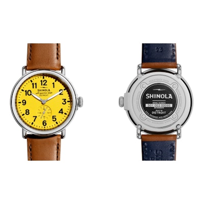Shinola 'The Runwell' Yellow Watch with Natural Leather Strap, 47mm  | Shinola®