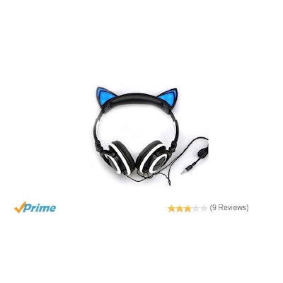 Cat Ear Headphones with Glowing Lights (Black)